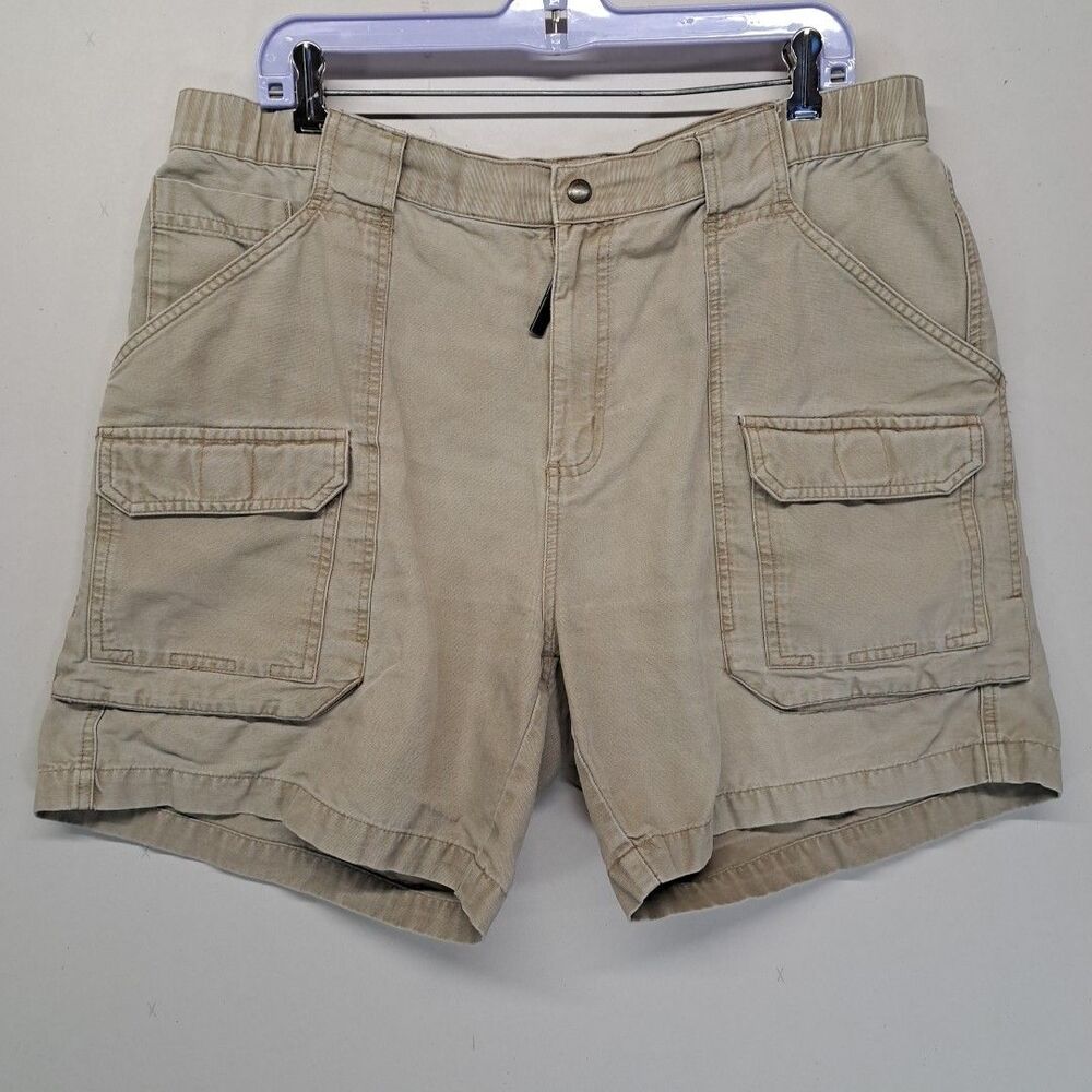 Vintage Columbia Cargo Shorts Men Size L Beige Trail Hiking Y2K 90s Cotton Khaki